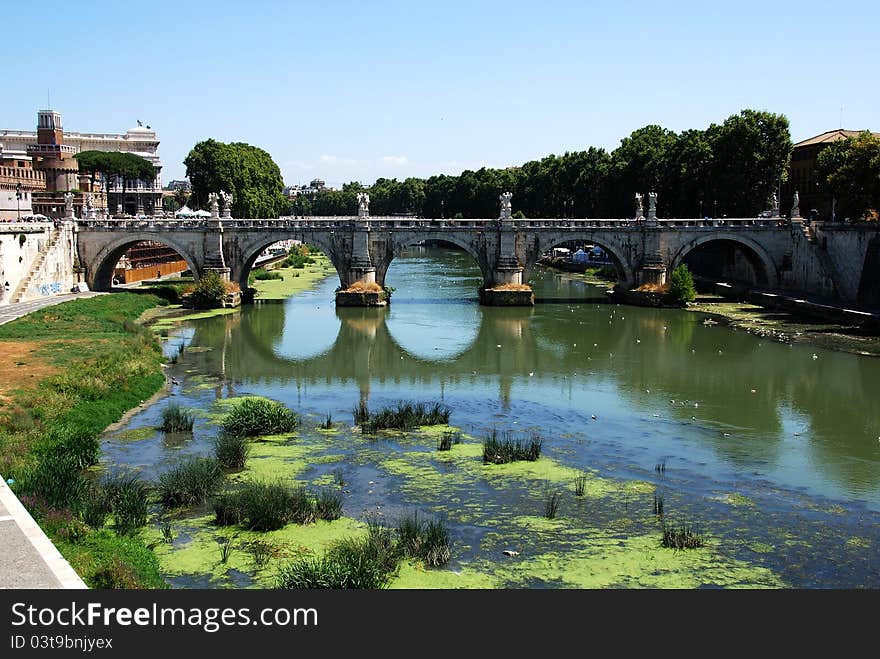 View of famous Sant  Angelo Bridge.