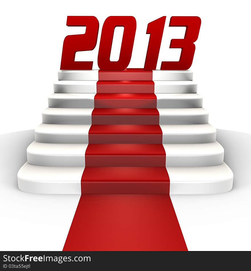 New year 2013 on a red carpet - a 3d image