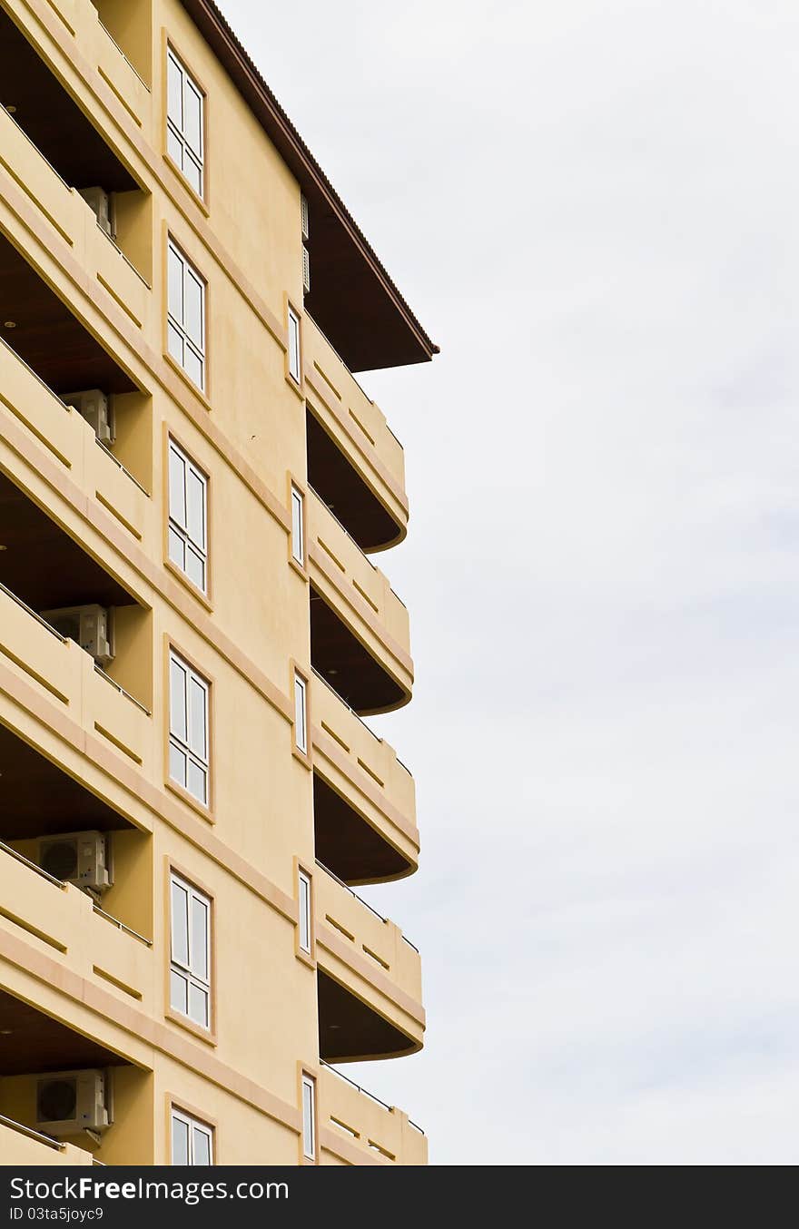 Modern hotel, apartment beside the beach.