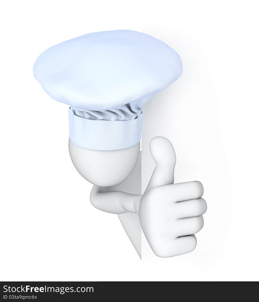 Cook, thumbs up! 3d image with a clipping path