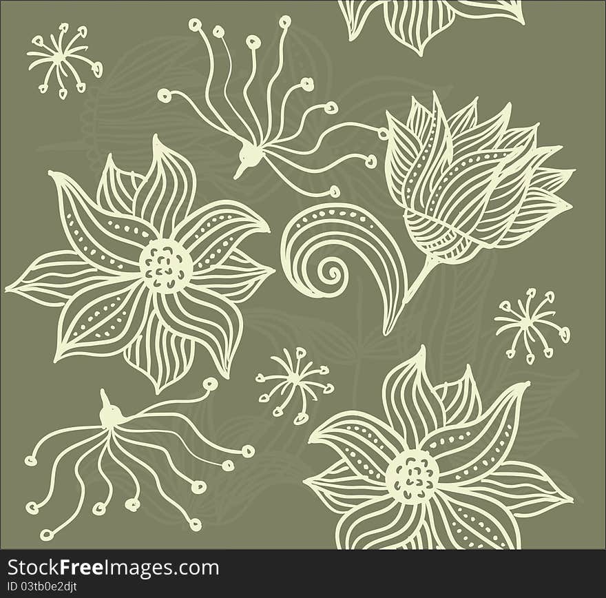 Seamless texture with flowers in vector