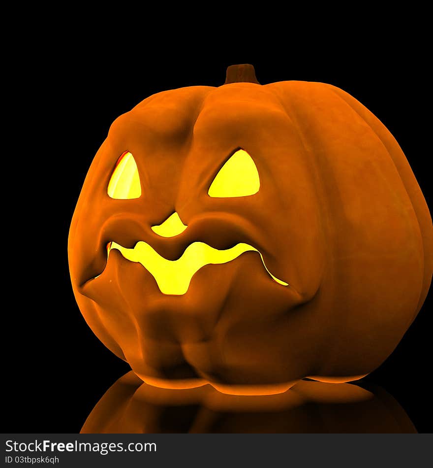 A pumpkin in a halloween expression. A pumpkin in a halloween expression