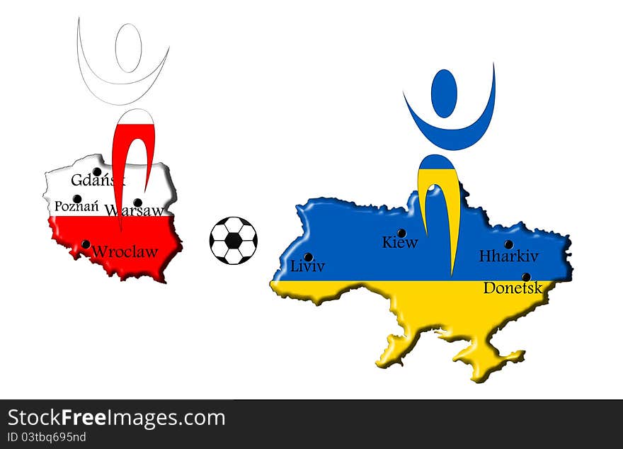 Map euro 2012 on a white background