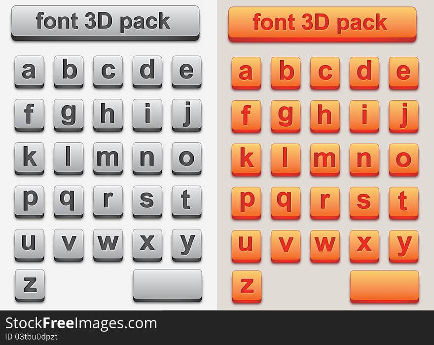 Two color variation , 3d alphabet font. Two color variation , 3d alphabet font.