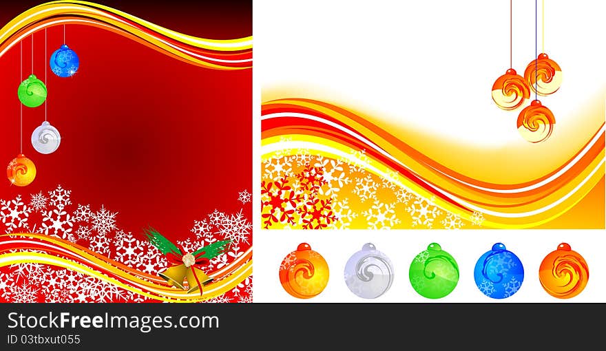 Two Christmas background with red and orange color