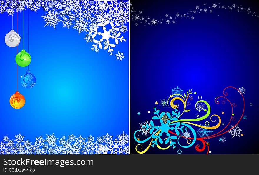 Two Christmas background with blue and dark blue color