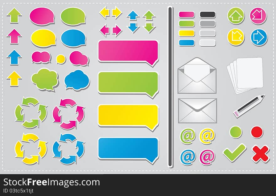 Set of communication icons and symbols for web use