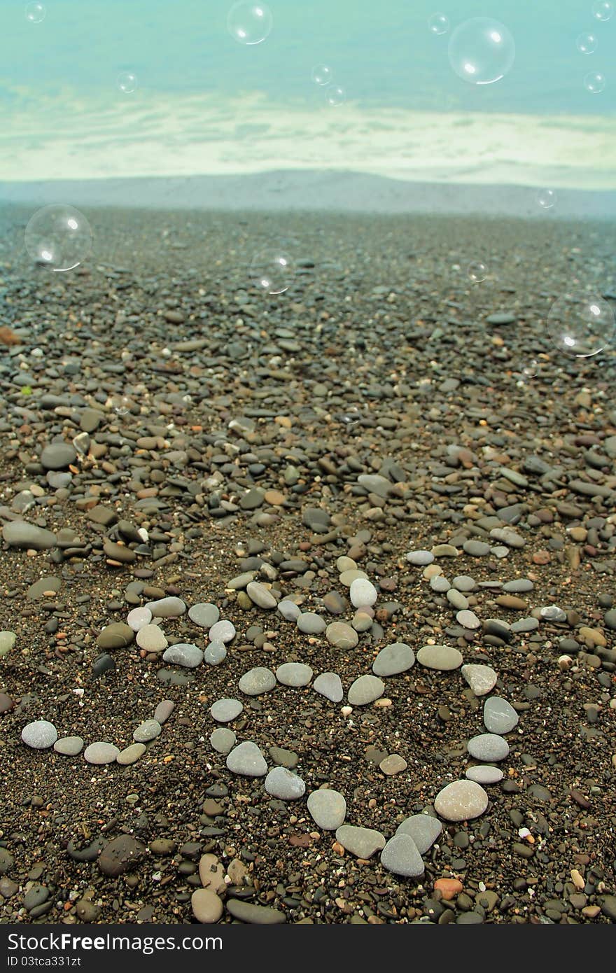 Love and a heart of sea stones. Love and a heart of sea stones