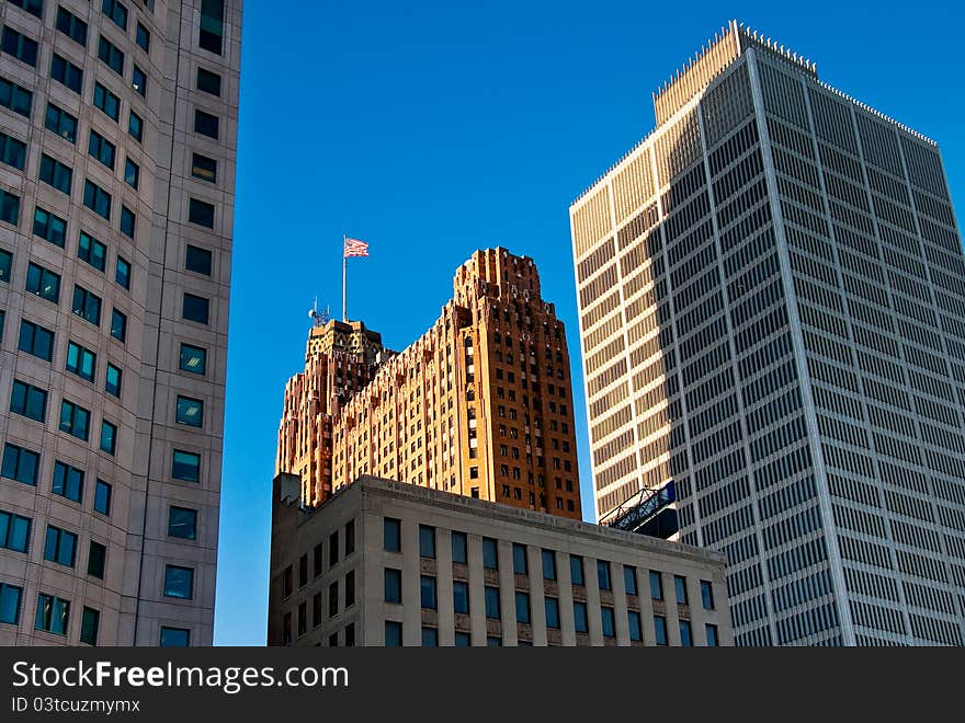 Park view of Business Center downtown Detroit. Park view of Business Center downtown Detroit