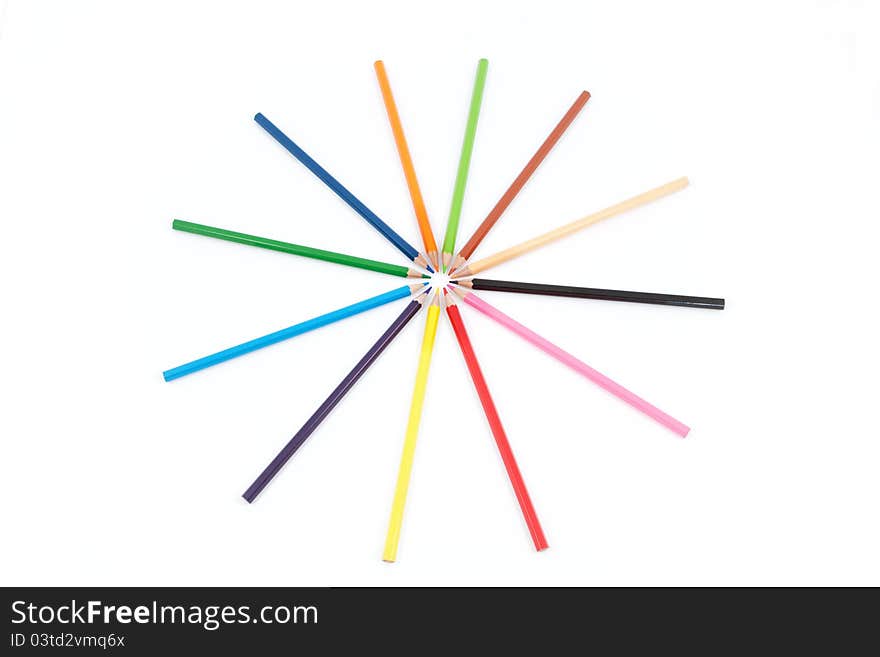 Set of colored pencils in the shape of a star.