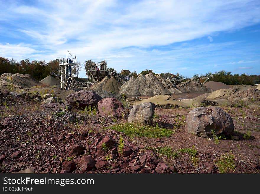 Colorful view of quarry operation. Colorful view of quarry operation.