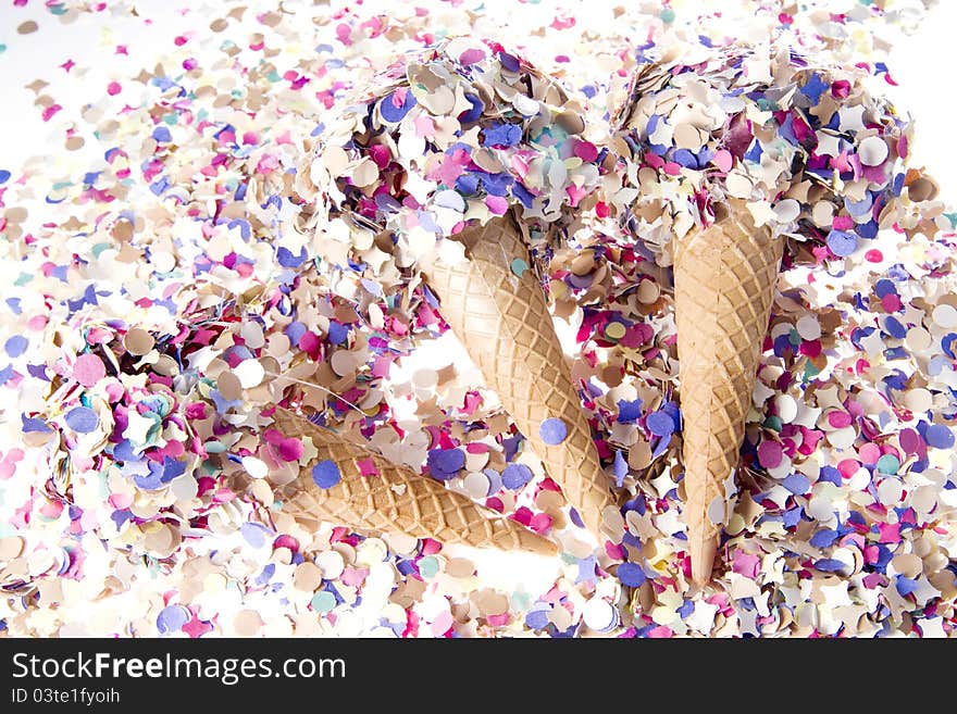 Ice cream cone with confetti