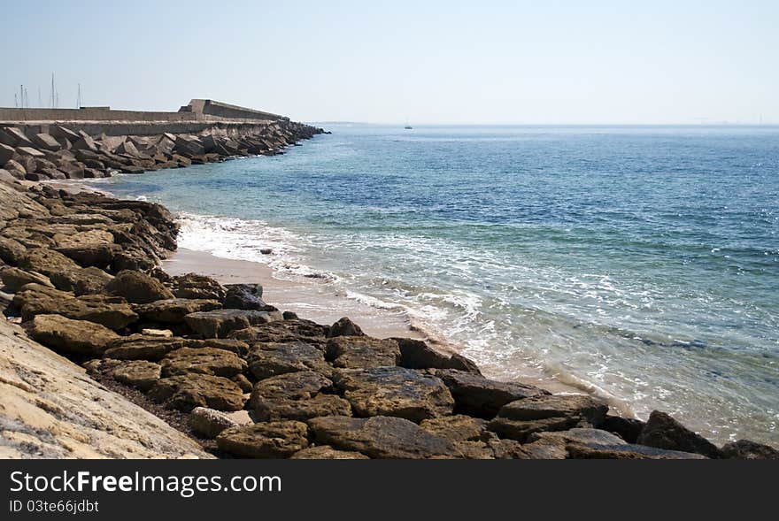 Rocky beach located in the Spanish town of Rota