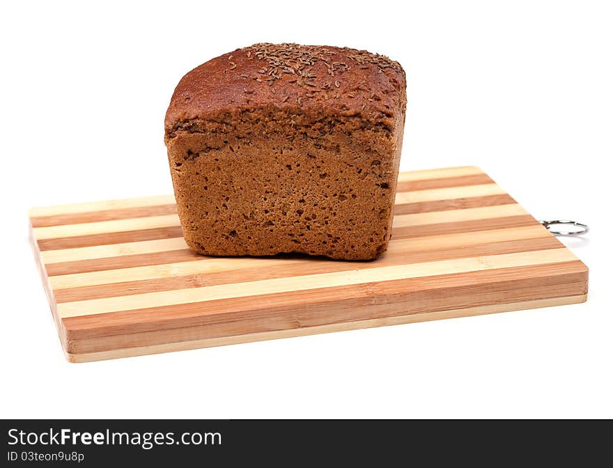 Loaf of bread on white background