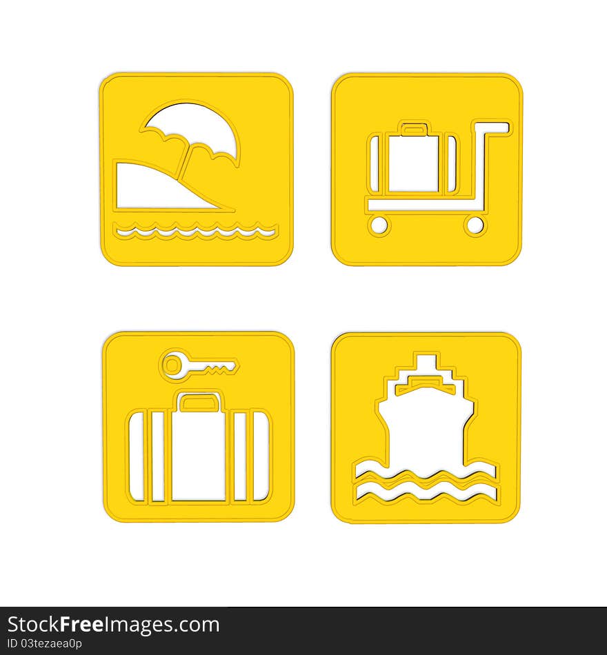 Transport and Travel icons on the white background