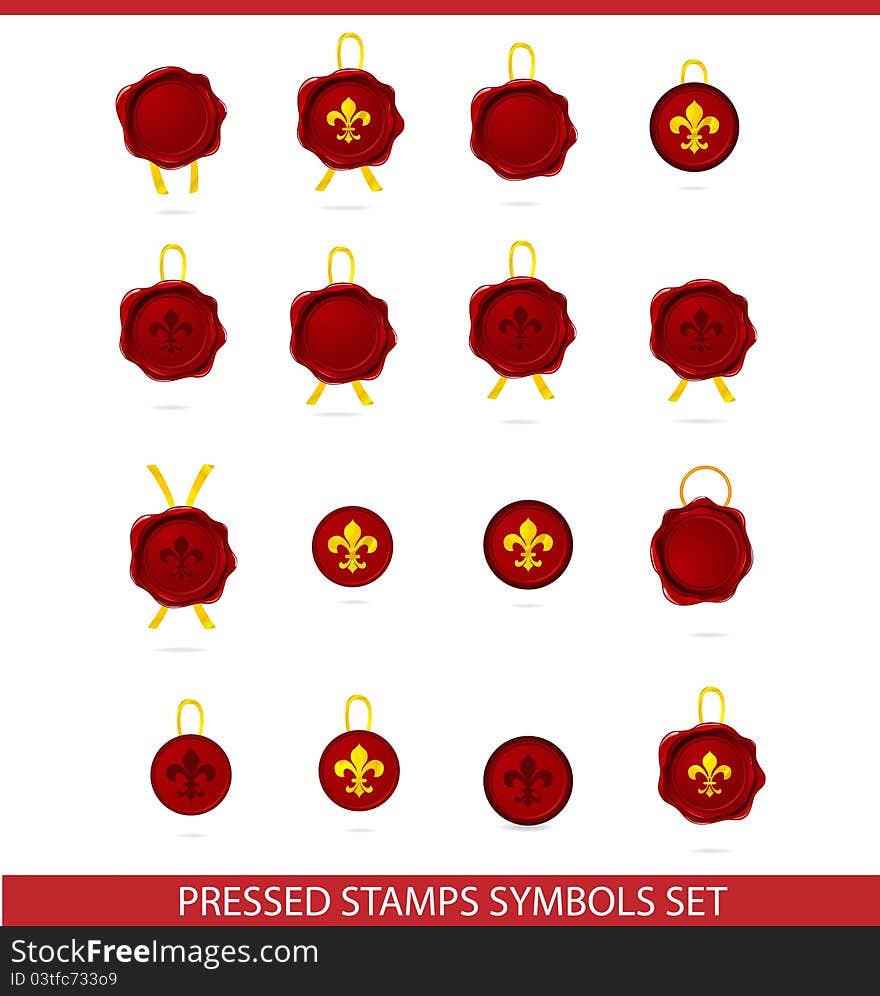 Elegance tags mark pressed stamps set red color