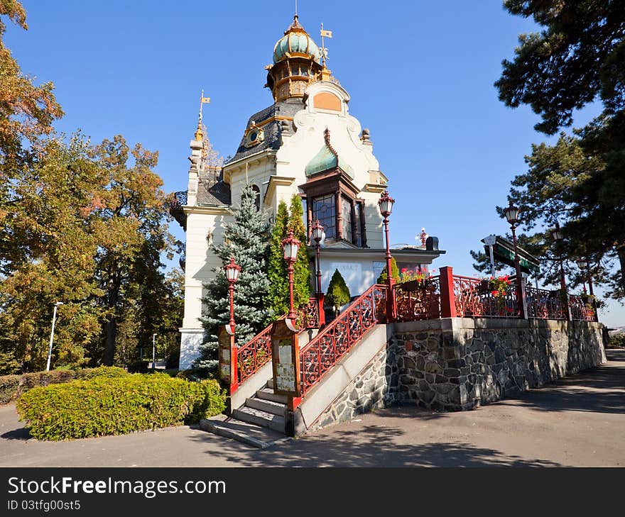 Havansky Pavilion Restaurant autumn view in Prague,