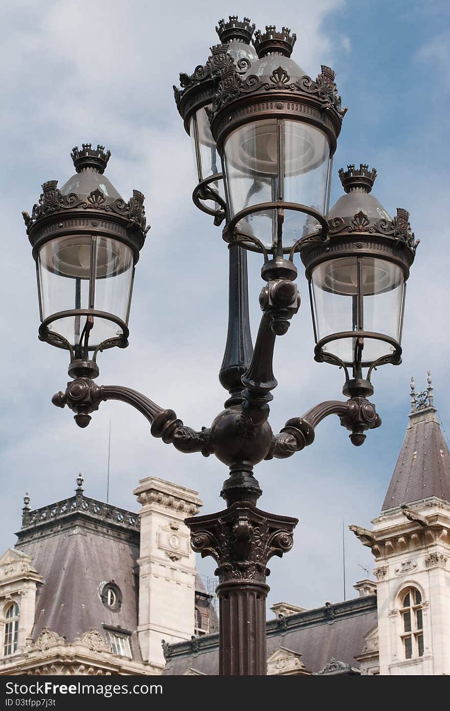 Antique street lights in the city of Paris. Antique street lights in the city of Paris.