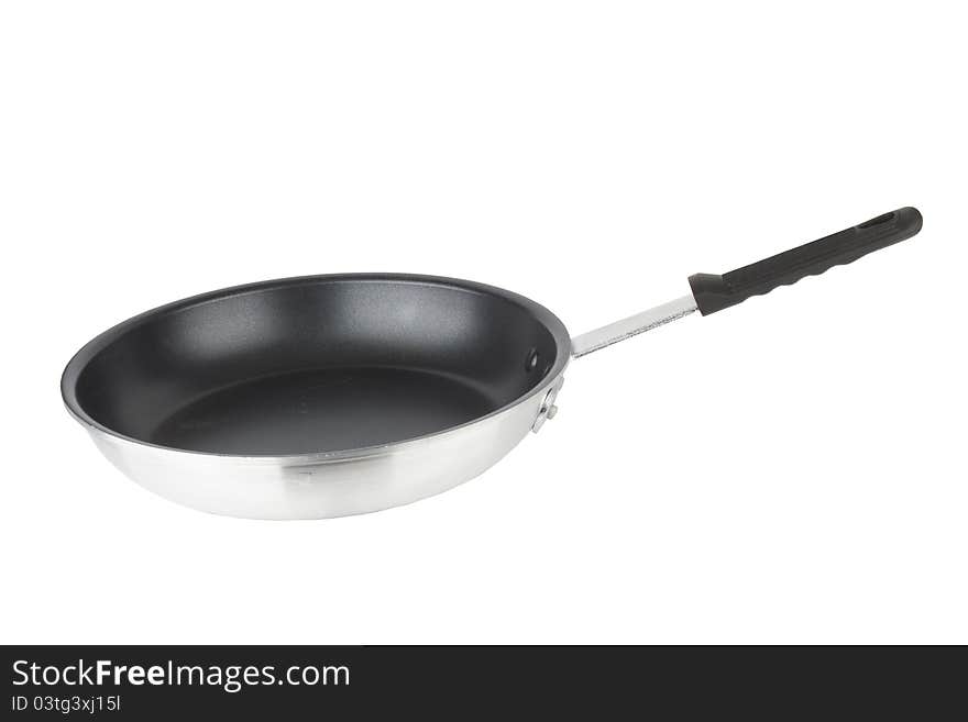 Large metal frying pan, image isolated on a white background