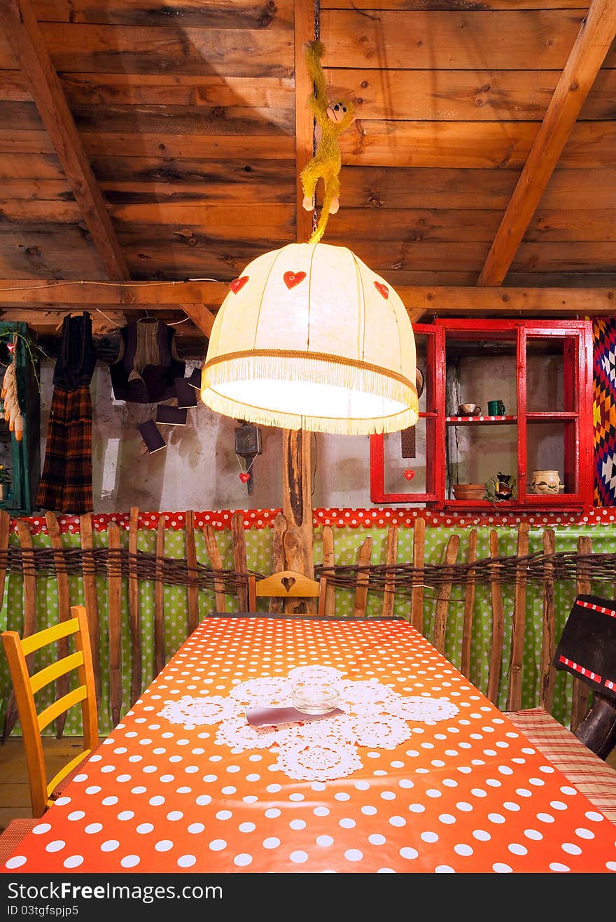 Balcony of a restaurant, traditional folklore style. Balcony of a restaurant, traditional folklore style.