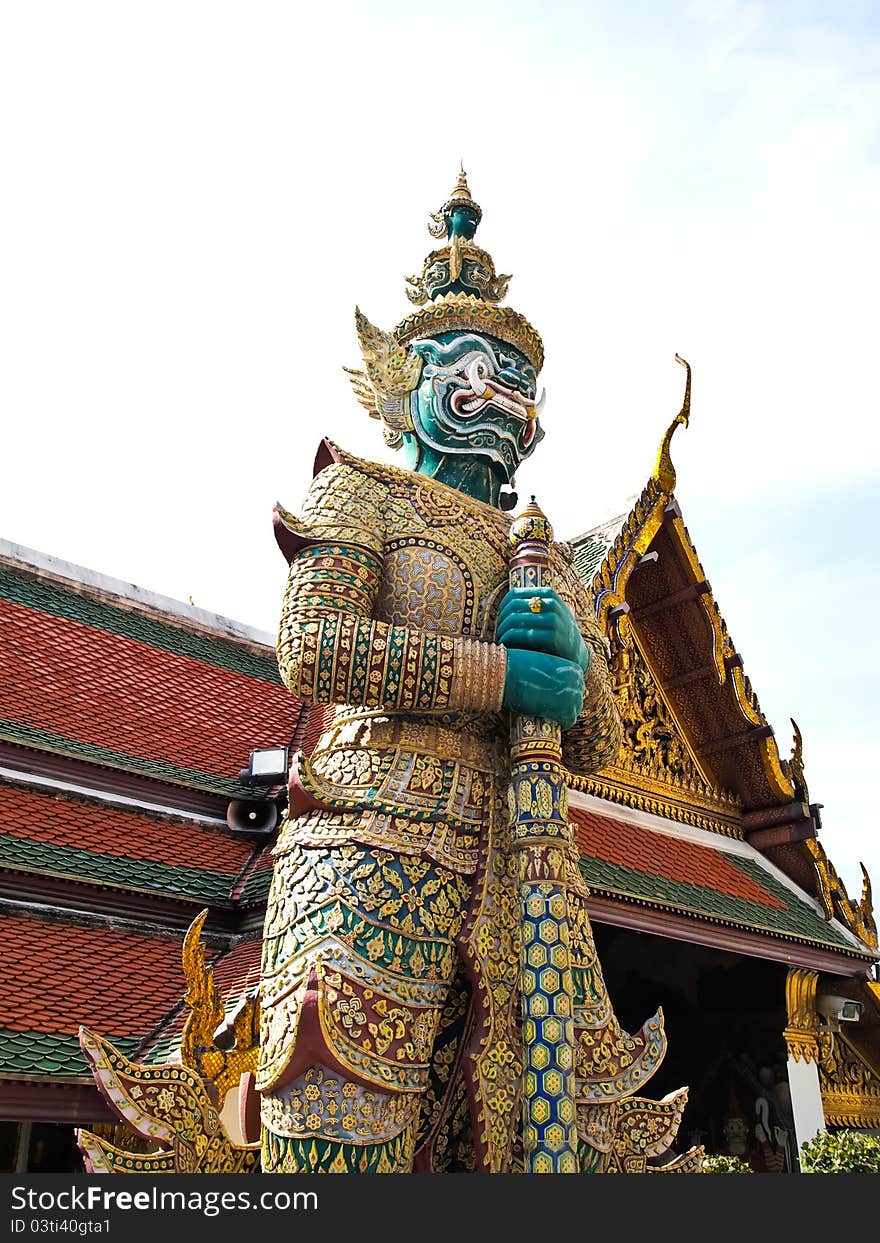 Guardian Statue at Wat Phra Kaew,Temple of the Emerald, Bangkok, Thailand. Guardian Statue at Wat Phra Kaew,Temple of the Emerald, Bangkok, Thailand