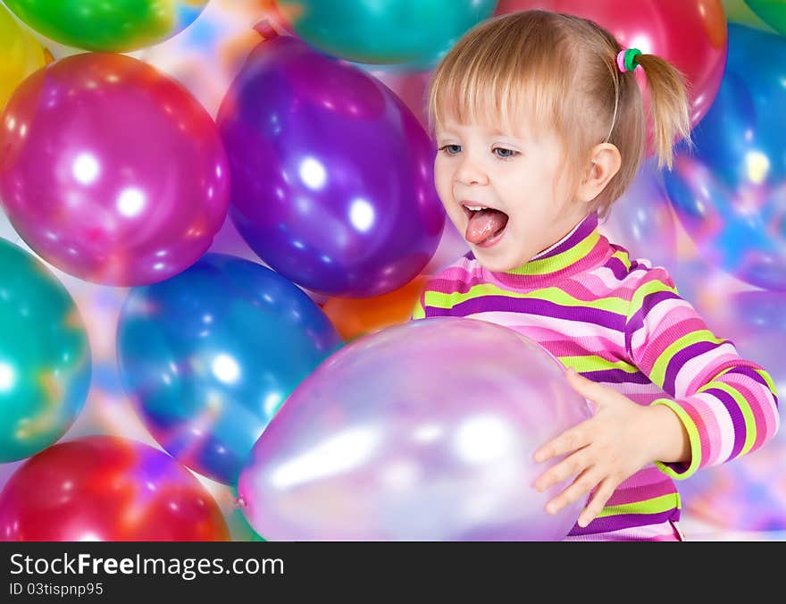 Foto-little girl holding balloons. Foto-little girl holding balloons