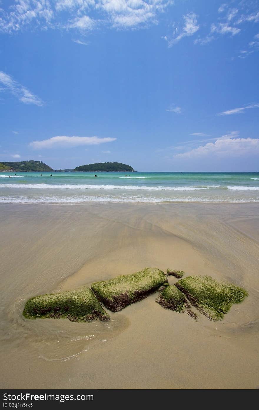 Sand beach and blue sky with clouds. Sand beach and blue sky with clouds