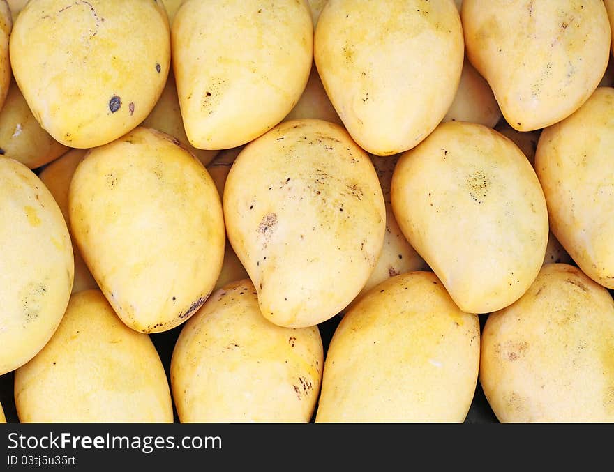 Thai Ripe Mango Pile At Market