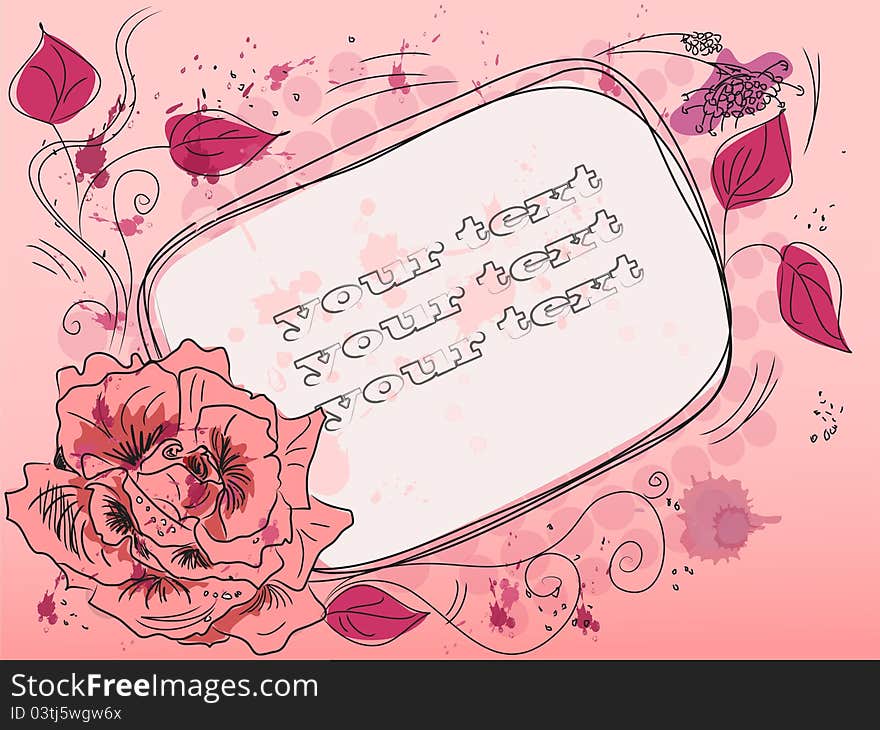 Grunge frame with an abstract floral,vector