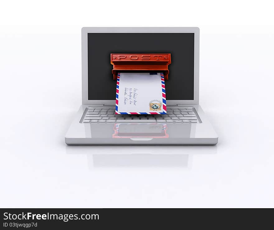 Cyber Mail Laptop - 3D Illustration Isolated