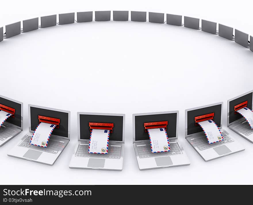 Mail Laptops - 3D Illustration Isolated