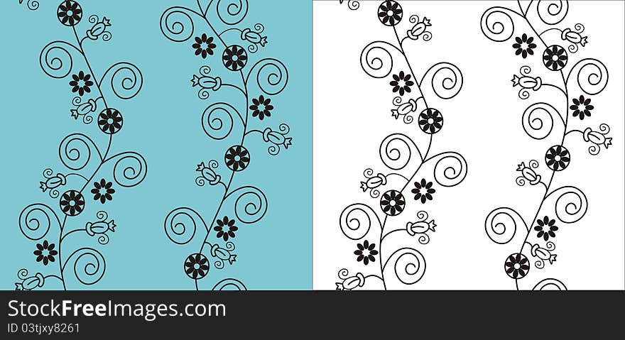 Vector floral pattern. Perfectly tile-able both horizontally and vertically; scalable and   illustration;