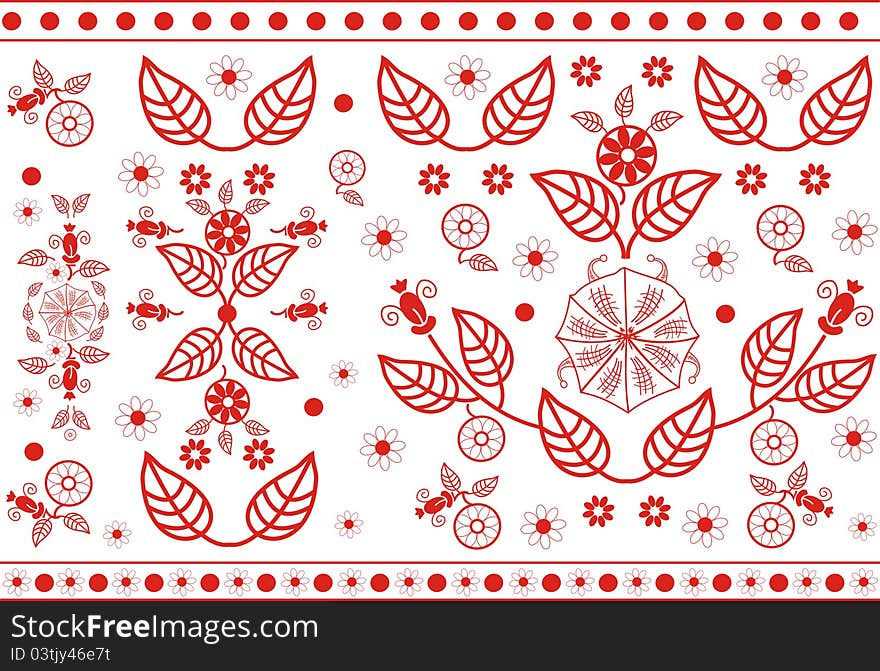 Vector Red Floral Pattern