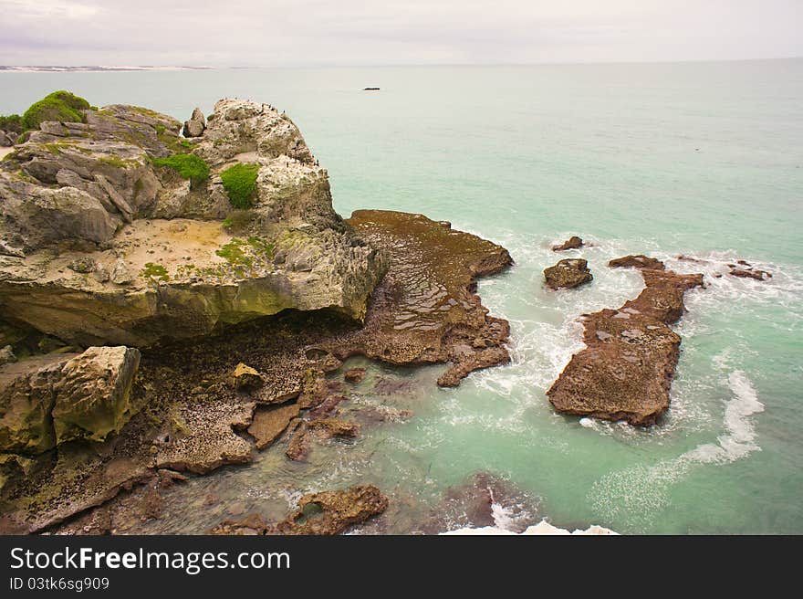 Arniston coastal view over rocks