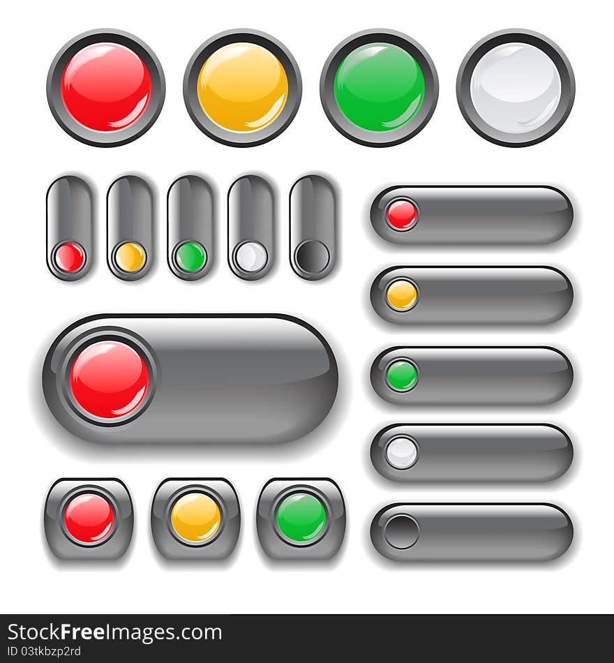 Web glossy buttons with metallic borders. Web glossy buttons with metallic borders