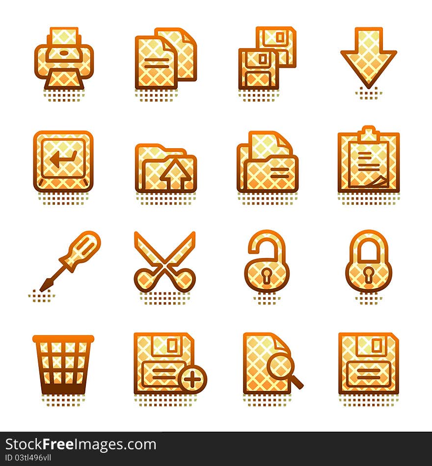 Document web icons, set 1. Brown series.