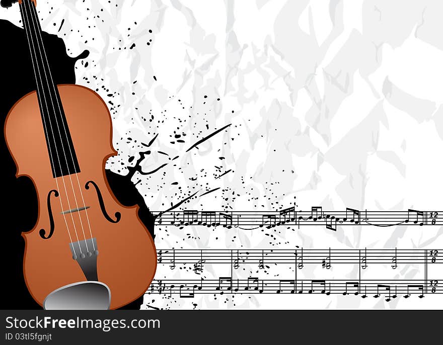 Vector illustration of violin on white bakcground. Vector illustration of violin on white bakcground