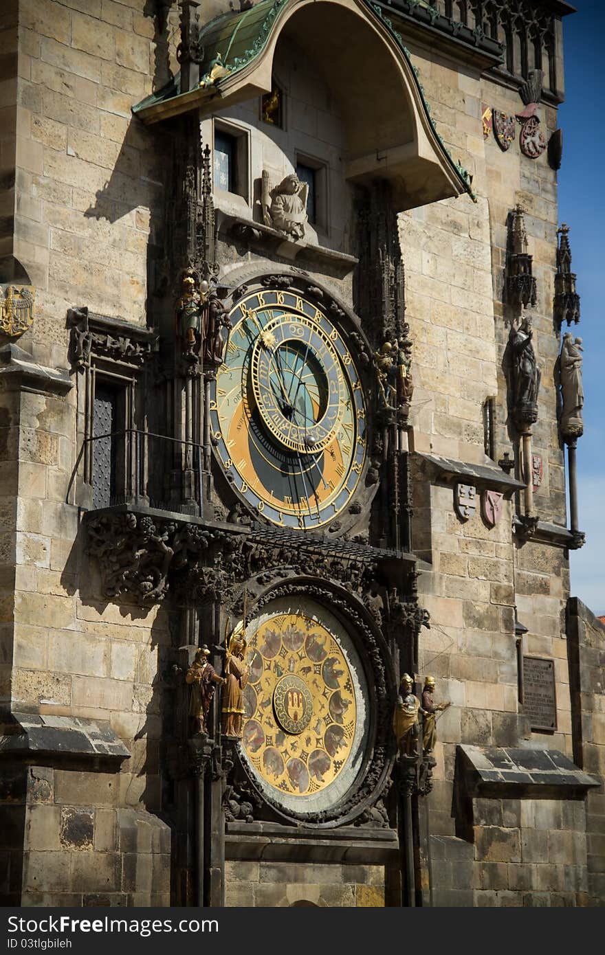 The ancient astronomical clock in Prague Czech republic