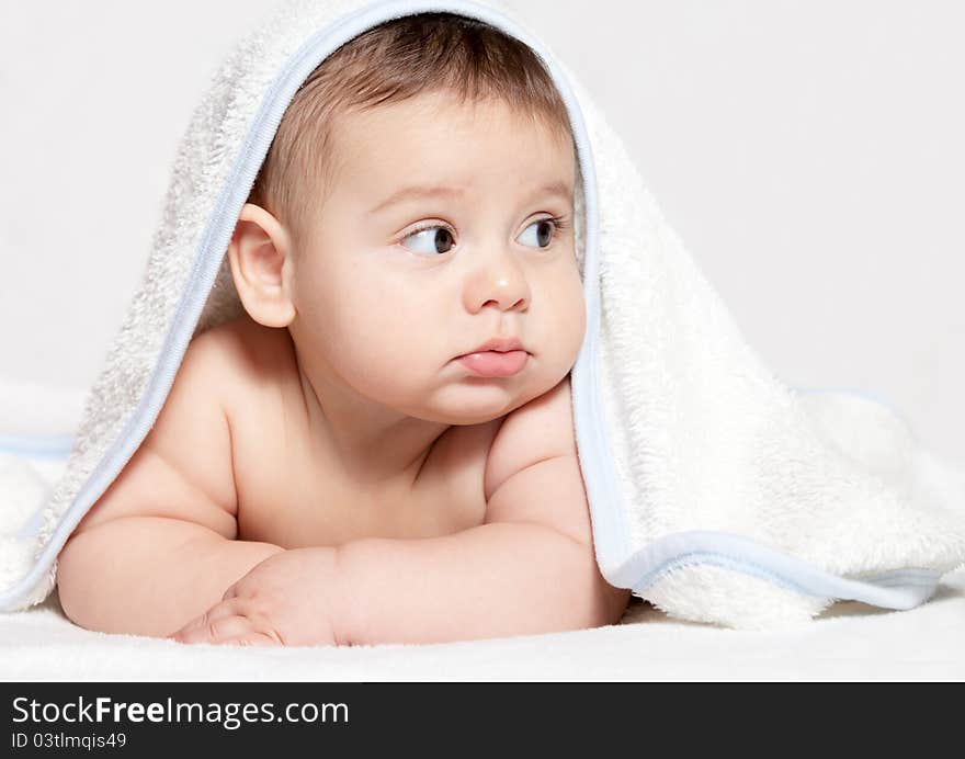 Portrait little boy isolated on white