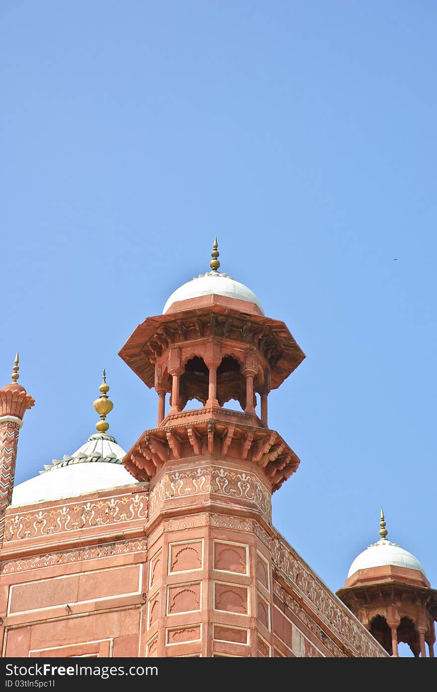 The close up of the Mosque in Taj Mahal, India