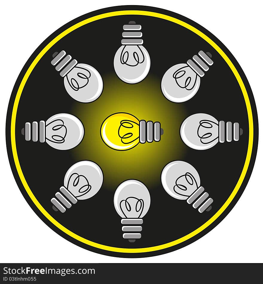 illustration the group of lamp describe innovation symbol. illustration the group of lamp describe innovation symbol