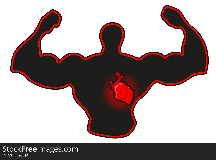 Illustration x-ray of heart in human body