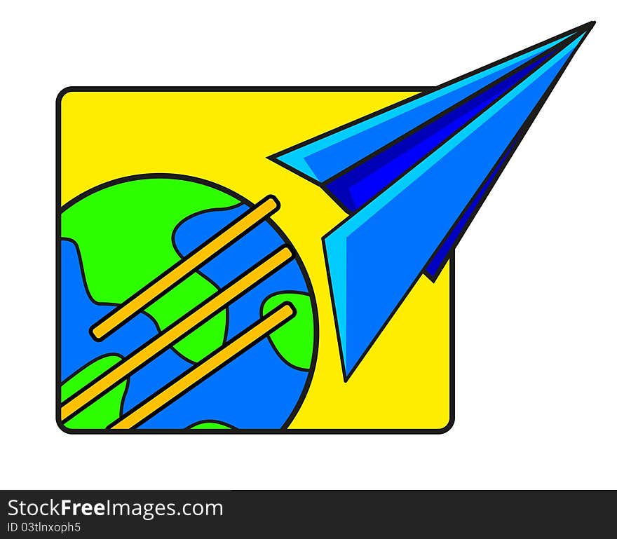 Illustration of flying plane created by paper. Illustration of flying plane created by paper