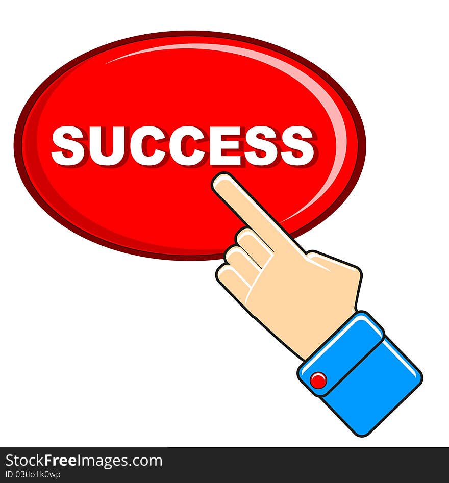 Illustration of businessman finger touch success button