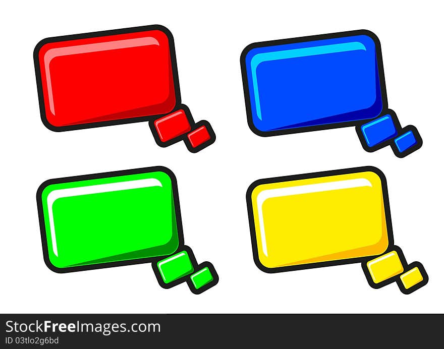 Illustration of balloon text with different color show thinking icon