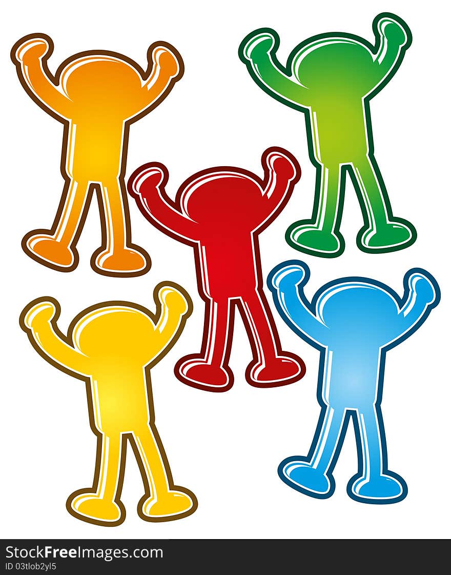 Illustration of group colorful people created with cartoon style