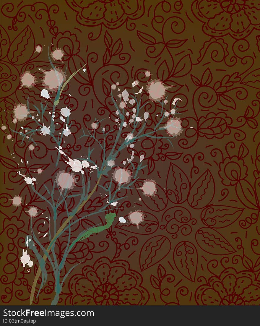 Retro floral background dark colors