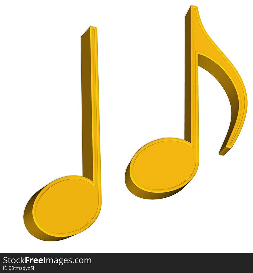 3D Musical notes on white background for design. 3D Musical notes on white background for design