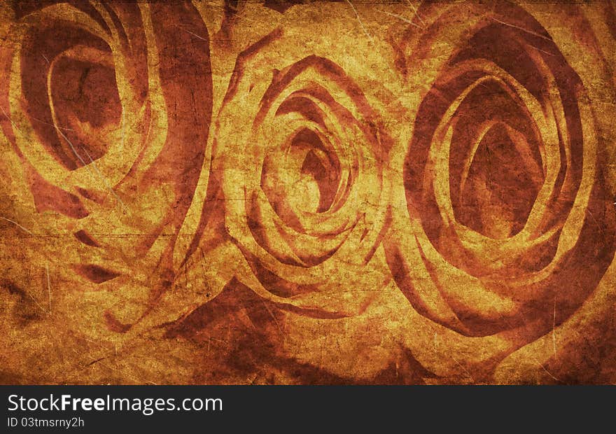 Textured rose on old paper grunge background