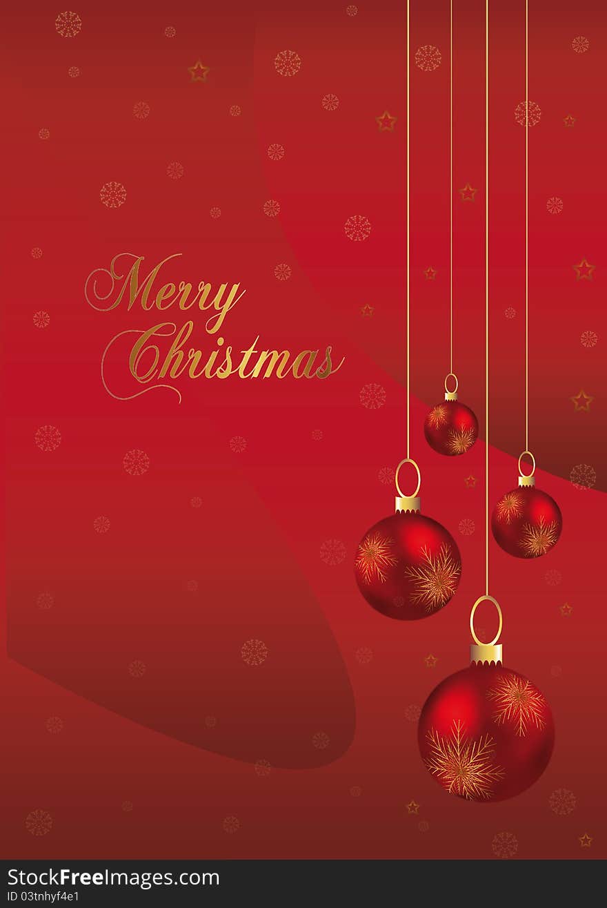 Elegant christmas background with red and gold christmas ball